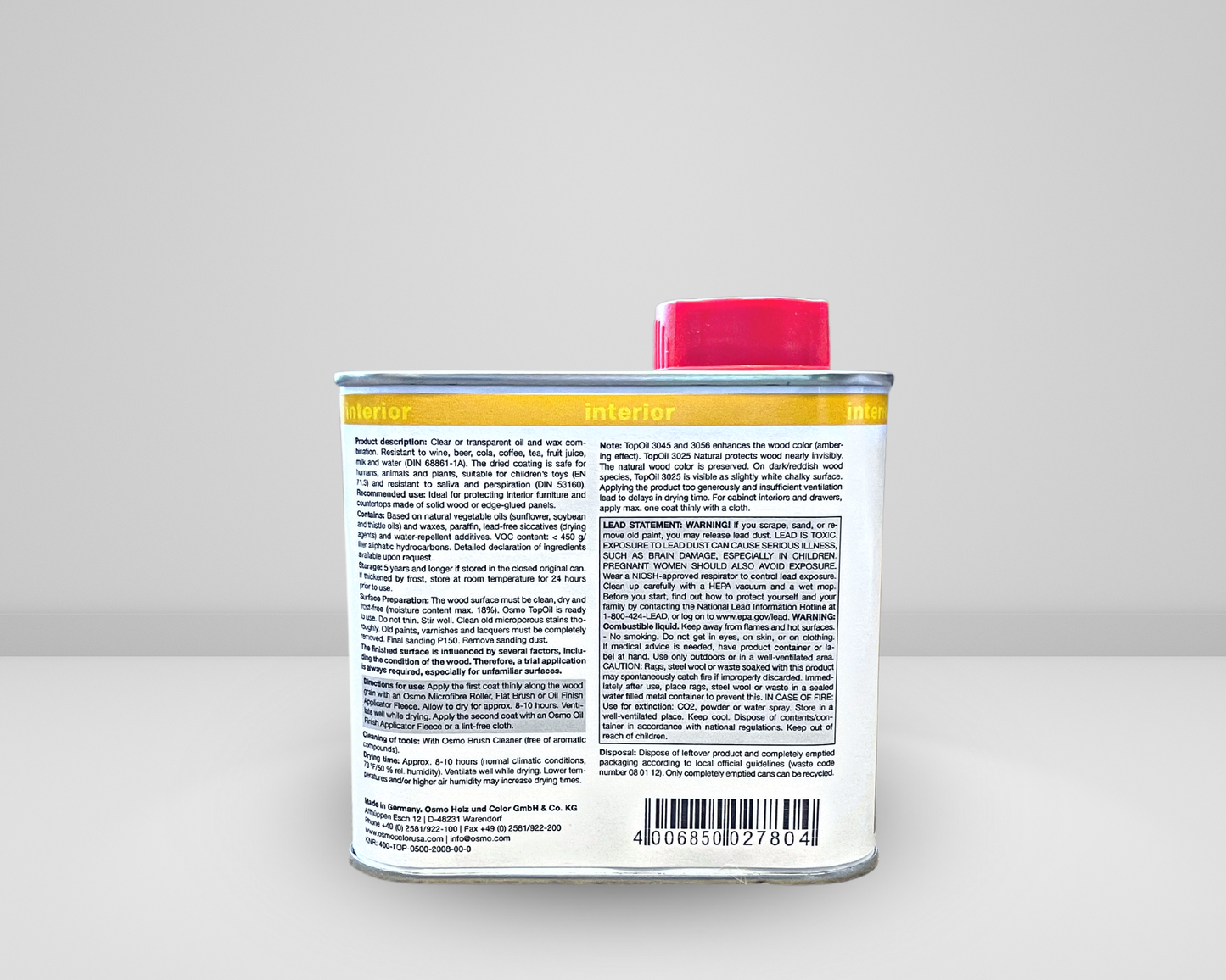 OSMO 3045 <br> Top Oil <br> High Solid <br> Clear Satin<br> .5L